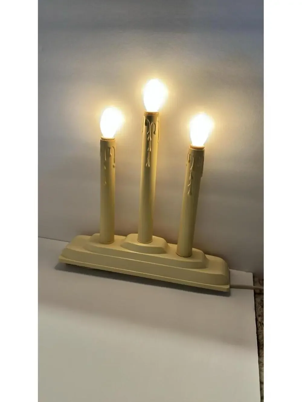 Pair Of Vintage 3-Light Candolier Electric Christmas Candle Window Candle